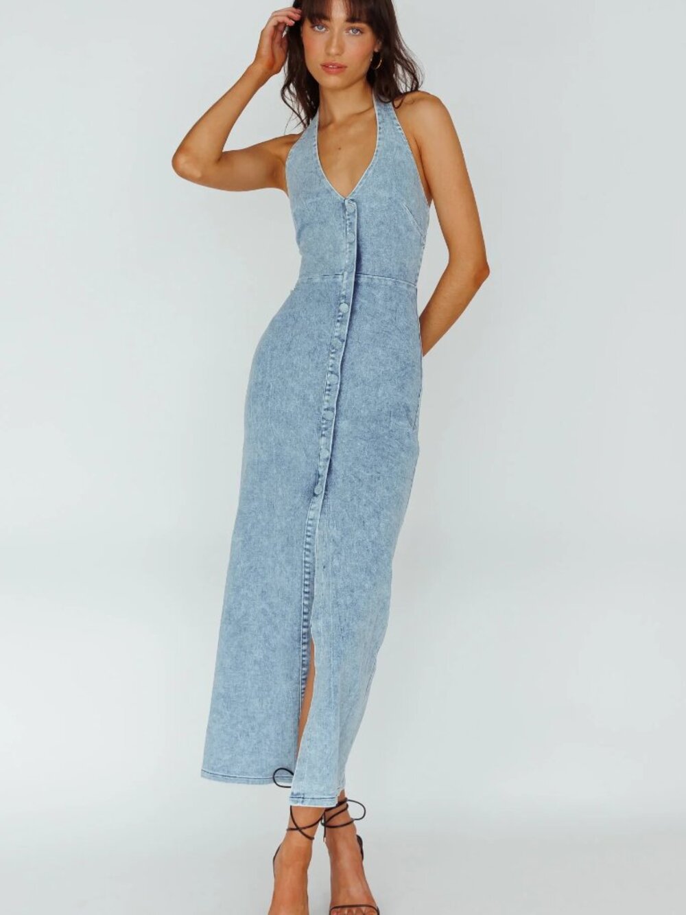 Selfie Leslie Renita Halter neck Button Maxi US Sz 6